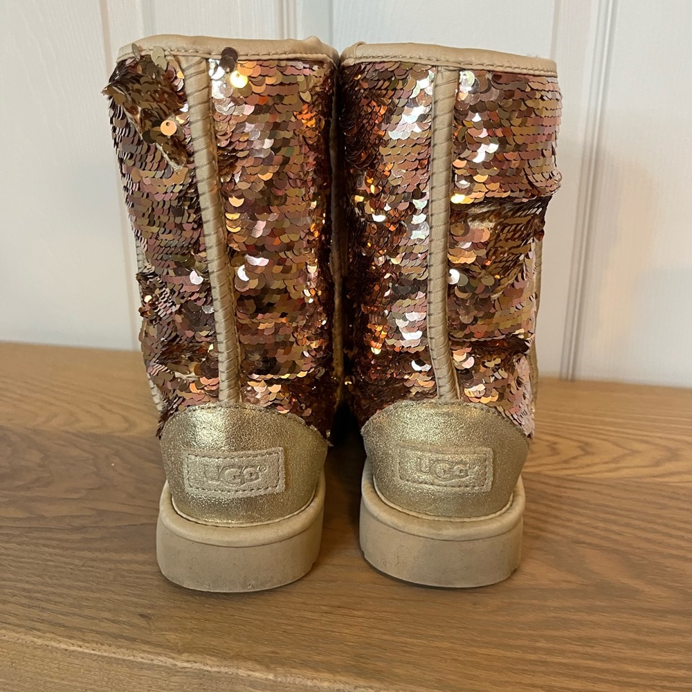 UGG Sequin Boots in Gold and Pink